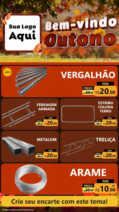 Modelo de TV para TV Vertical com o tema Bem-vindo Outono para Ferragens