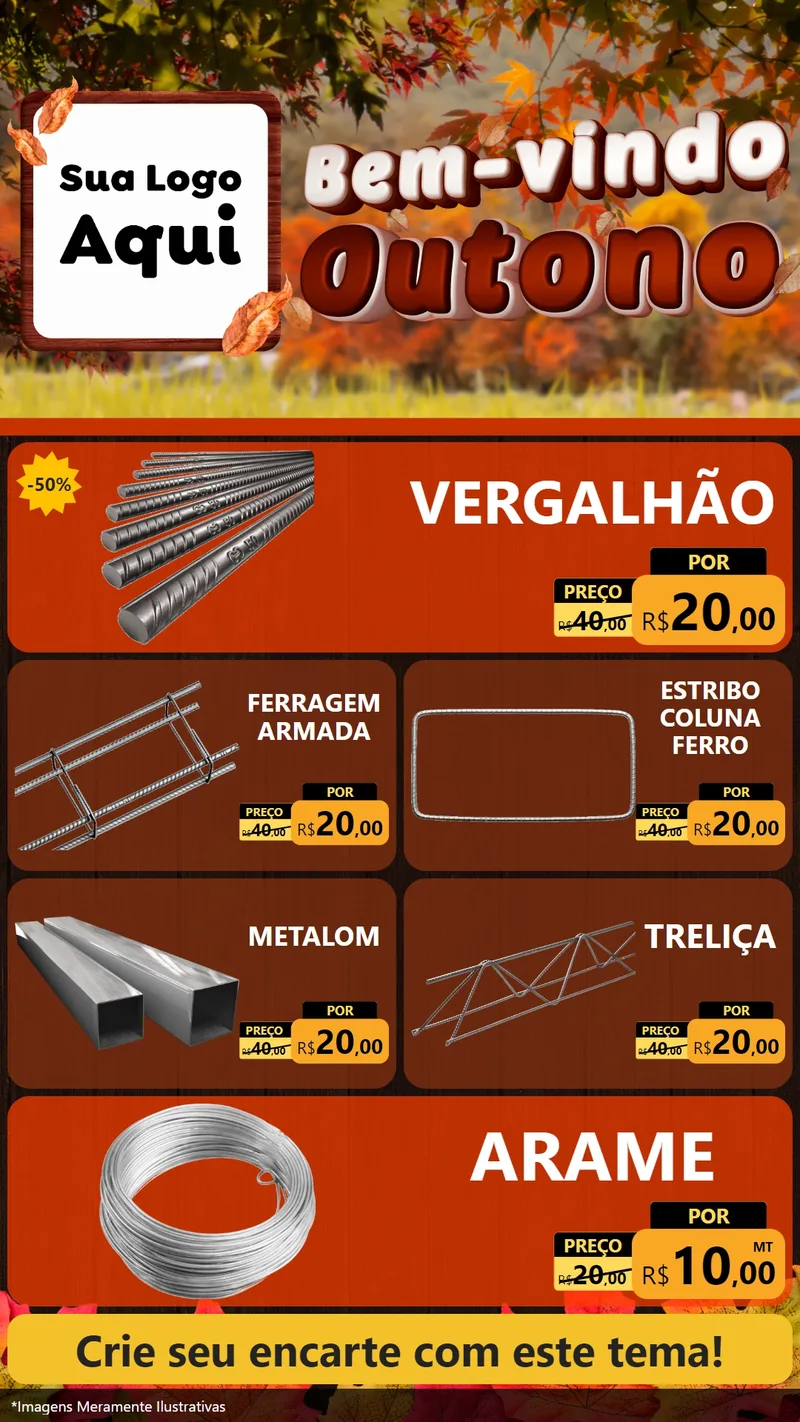 Modelo de TV para TV Vertical com o tema Bem-vindo Outono para Ferragens