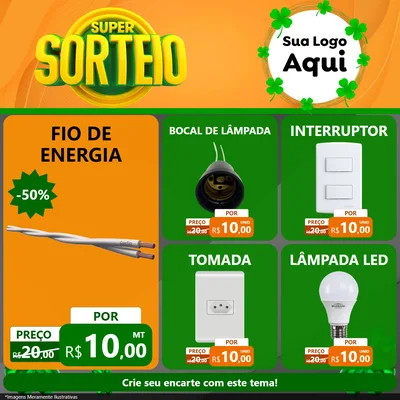 Modelo de Rede Social para Feed Facebook com o tema Super Sorteio para Materiais Elétricos