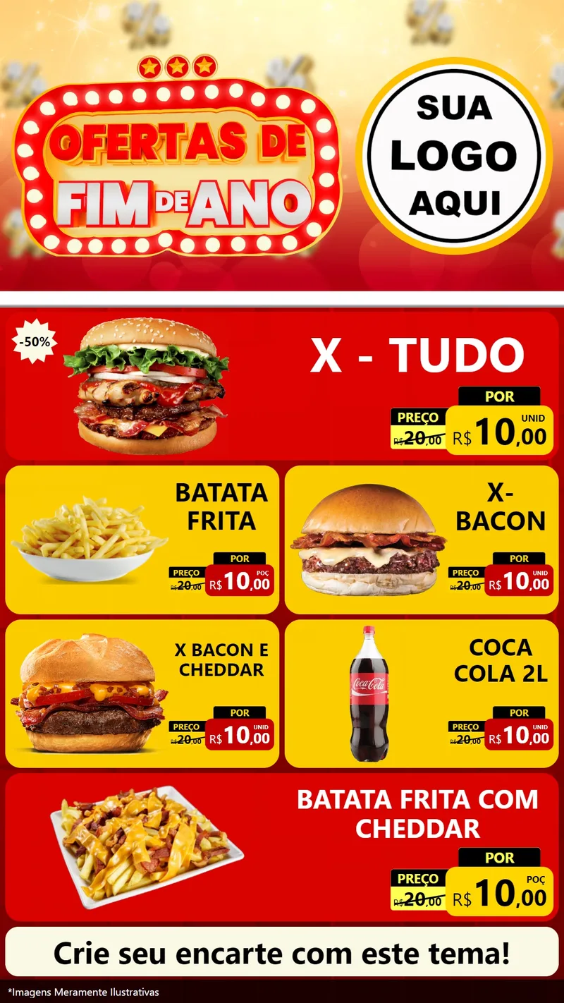 Modelo de TV para TV Vertical com o tema Ofertas de Fim de Ano para Hamburgueria