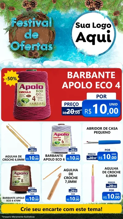 Modelo de Rede Social para Stories com o tema Festival de Ofertas - Inverno para Armarinho e Aviamentos