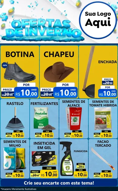Modelo de Encarte para Encarte Grande com o tema Ofertas de Inverno para Agropecuária