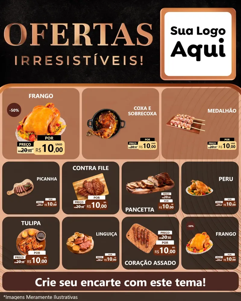 Modelo de Rede Social para Feed Instagram com o tema Ofertas Irresistíveis! para Assados