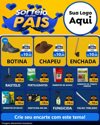 Modelo de Rede Social para Feed Instagram com o tema Sorteio Dia dos Pais para Agropecuária