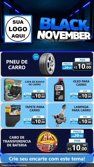 Modelo de TV para TV Vertical com o tema Black November para Auto peças