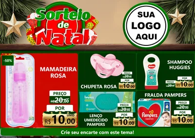 Modelo de Encarte para Encarte A4 Horizontal com o tema Sorteio de Natal para Bebês
