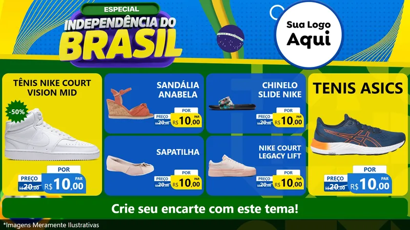 Modelo de TV para TV Horizontal com o tema Especial Independência do Brasil para Calçados