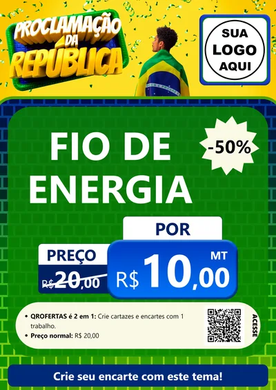 Modelo de Cartaz para Cartaz A4 Vertical com o tema Proclamação da República para Materiais Elétricos