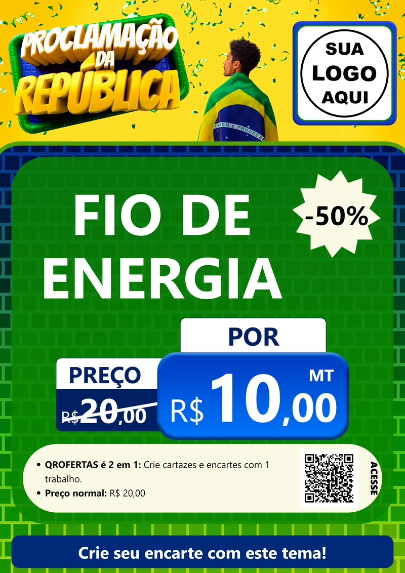 Modelo de Cartaz para Cartaz A4 Vertical com o tema Proclamação da República para Materiais Elétricos