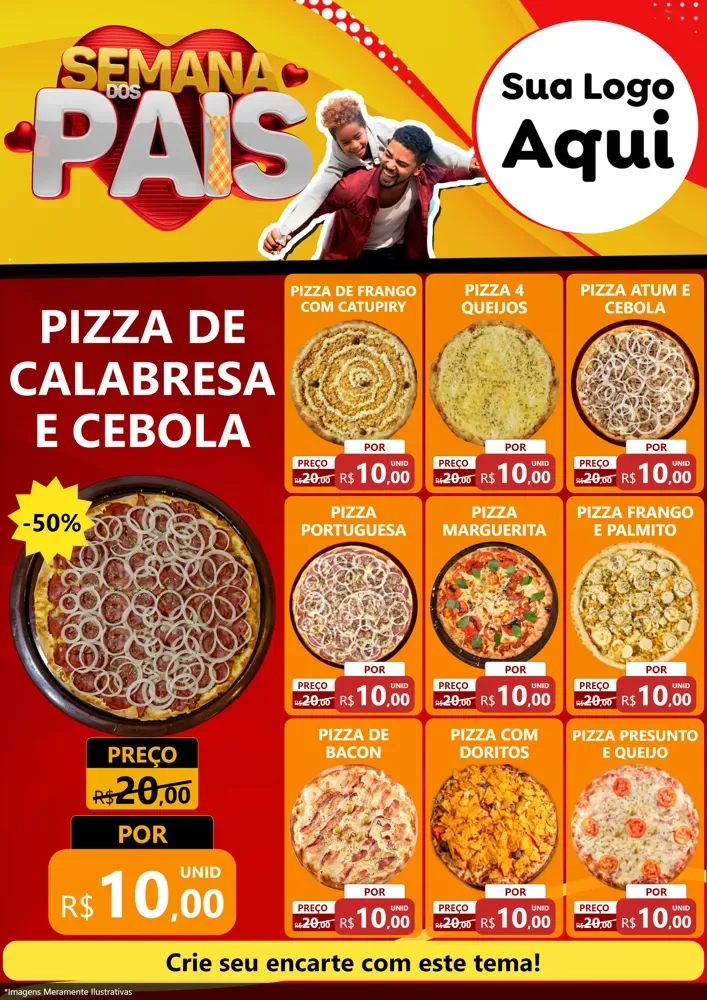 Modelo de Encarte para Encarte A4 Vertical com o tema Semana Dos Pais para Pizzaria