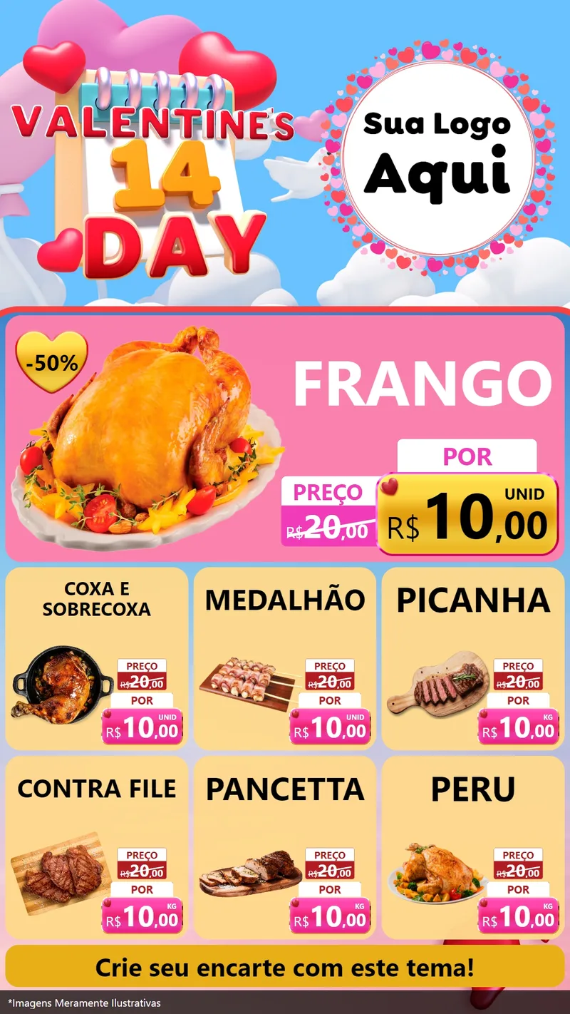 Modelo de Rede Social para Stories com o tema Valentine's Day para Assados