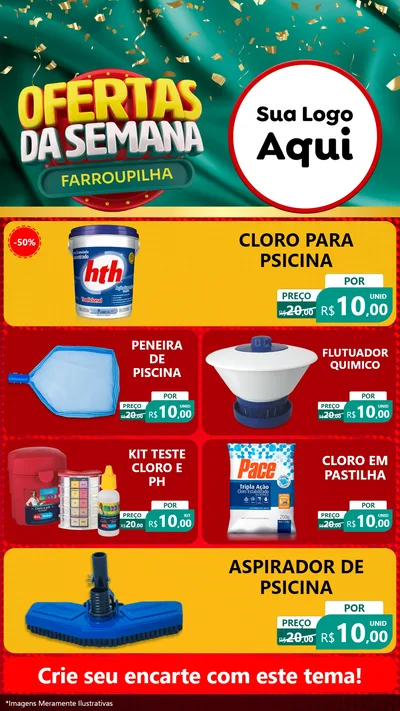 Modelo de TV para TV Vertical com o tema Ofertas da Semana Farroupilha para Produtos para Piscina