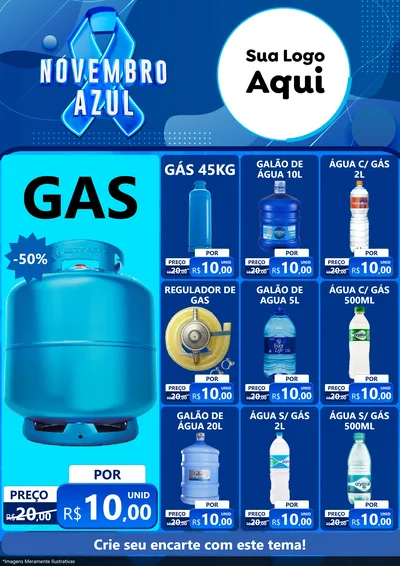 Modelo de Encarte para Encarte A4 Vertical com o tema Novembro Azul para Água e gás