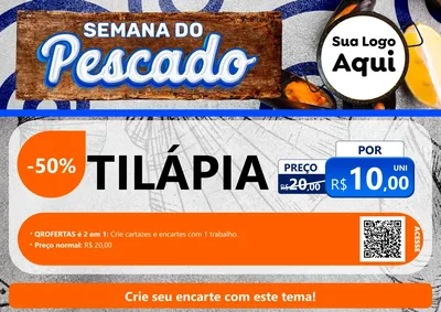 Modelo de Cartaz para Cartaz A4 Horizontal com o tema Semana do Pescado para Peixaria