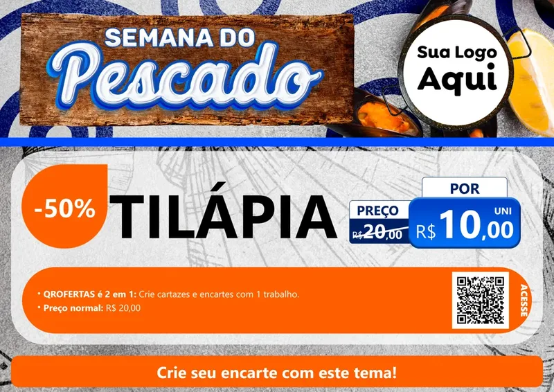 Modelo de Cartaz para Cartaz A4 Horizontal com o tema Semana do Pescado para Peixaria