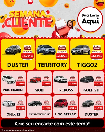 Modelo de Rede Social para Feed Instagram com o tema Semana do Cliente para Concessionaria de Carros