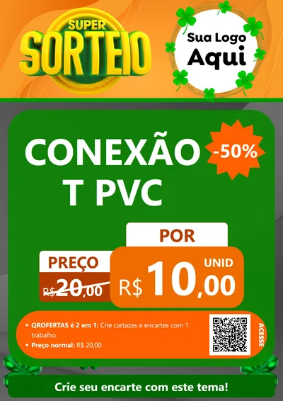 Modelo de Cartaz para Cartaz A4 Vertical com o tema Super Sorteio para Tubos e conexões