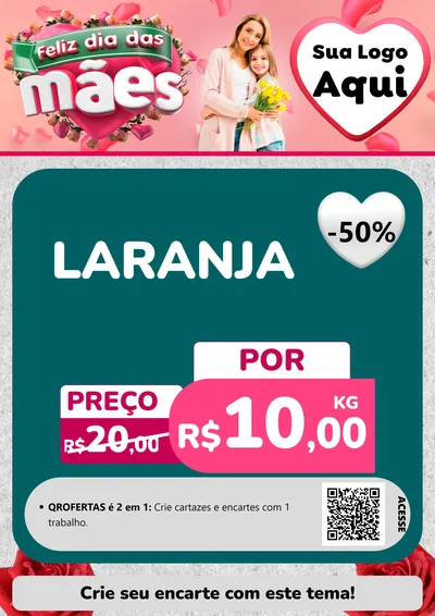 Modelo de Cartaz para Cartaz A4 Vertical com o tema Feliz Dia das Mães para Hortifrúti