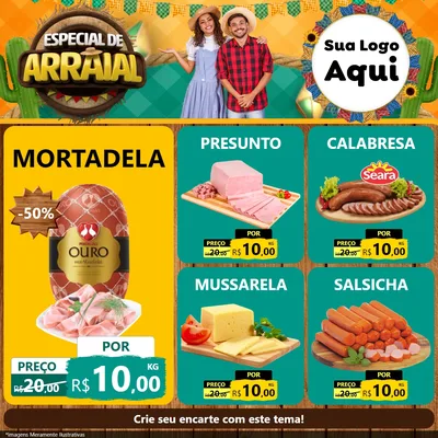Modelo de Rede Social para Feed Facebook com o tema Especial De Arraial para Frios e Laticínios