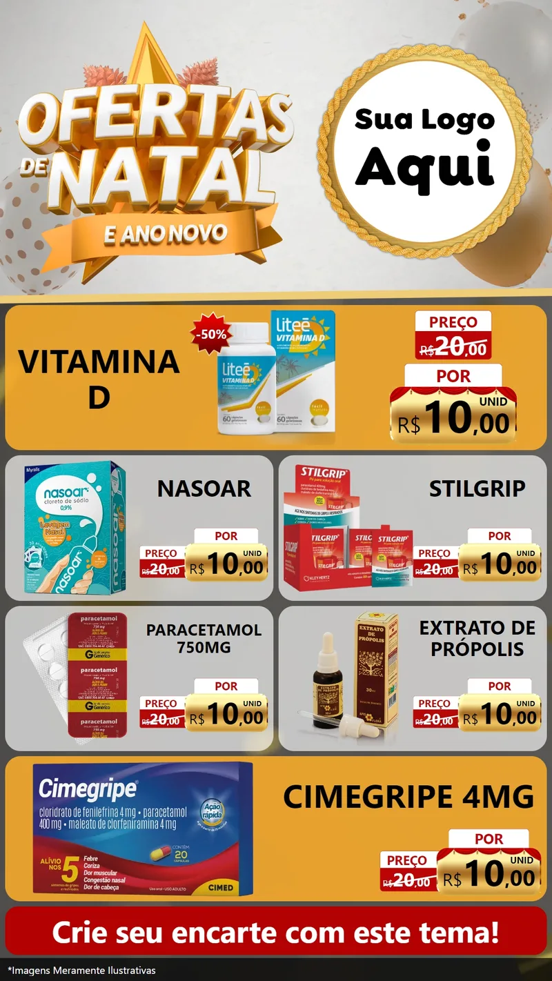 Modelo de TV para TV Vertical com o tema Ofertas De Natal E Ano Novo para Farmácia