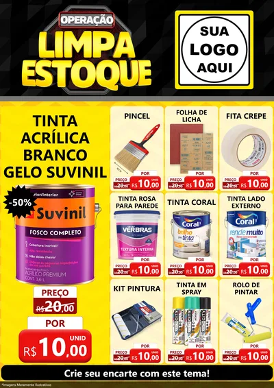 Modelo de Encarte para Encarte A4 Vertical com o tema Operação Limpa Estoque para Tintas e Ferramentas