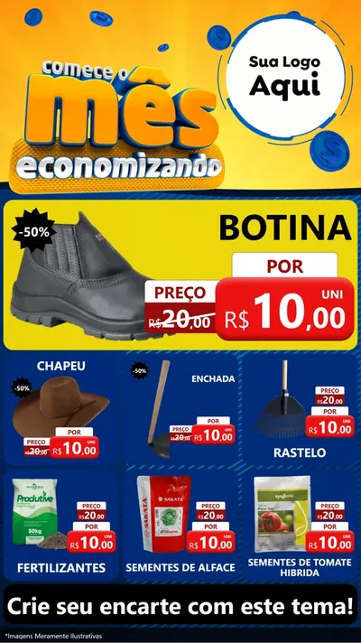 Modelo de Rede Social para Stories com o tema Comece O Mês Economizando para Agropecuária