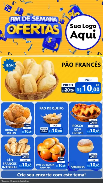 Modelo de Rede Social para Stories com o tema Fim de Semana de Ofertas para Padaria