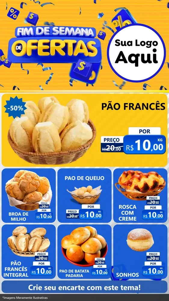 Modelo de Rede Social para Stories com o tema Fim de Semana de Ofertas para Padaria