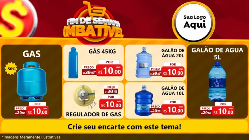 Modelo de TV para TV Horizontal com o tema Fim de Semana Imbatível para Água e gás