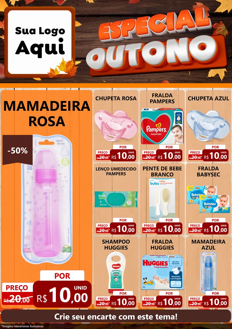 Modelo de Encarte para Encarte A4 Vertical com o tema Especial Outono para Bebês