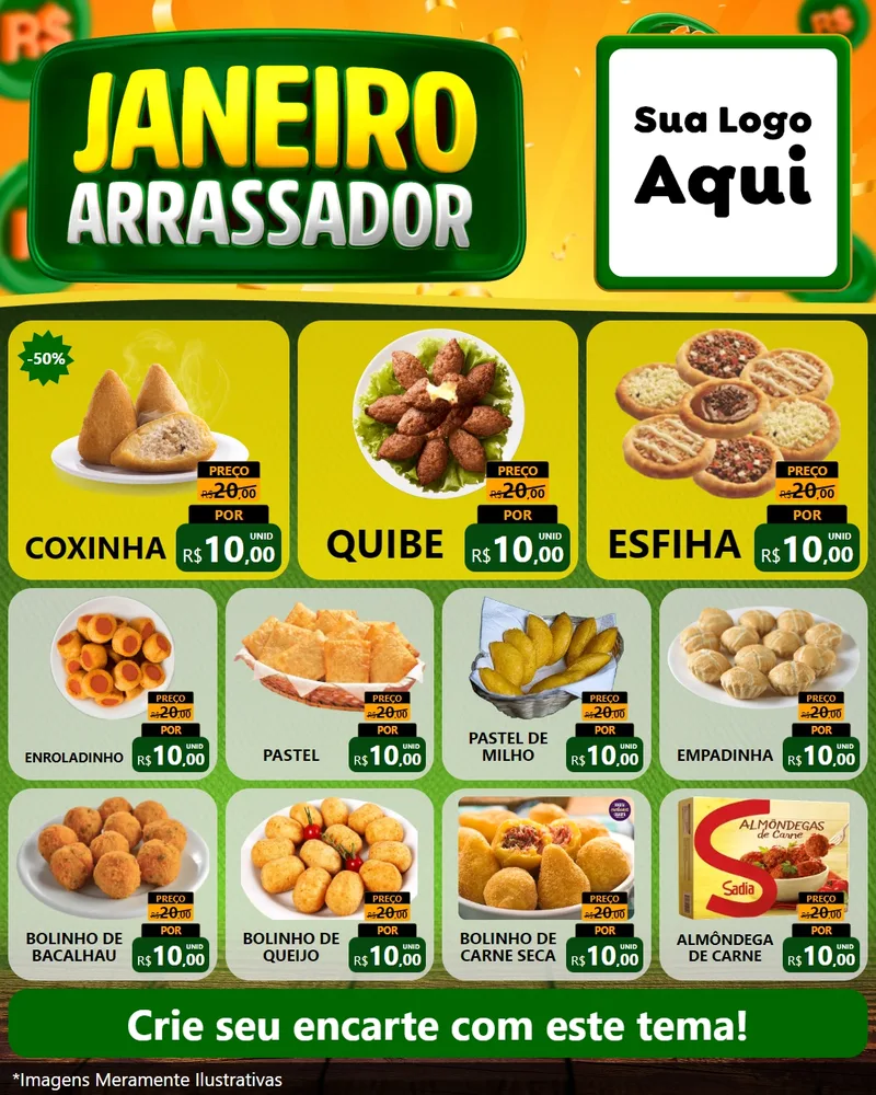 Modelo de Rede Social para Feed Instagram com o tema Janeiro Arrasador para Salgadaria