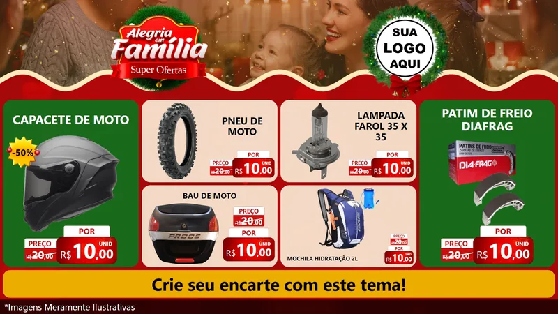Modelo de TV para TV Horizontal com o tema Alegria Em Família - Super Ofertas para Moto peças