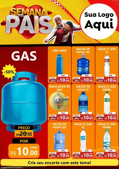 Modelo de Encarte para Encarte A4 Vertical com o tema Semana Dos Pais para Água e gás