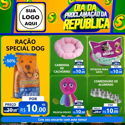 Modelo de Rede Social para Feed Facebook com o tema Dia Da Proclamação da República para Pet Shop