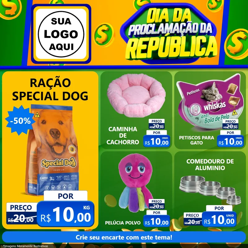 Modelo de Rede Social para Feed Facebook com o tema Dia Da Proclamação da República para Pet Shop