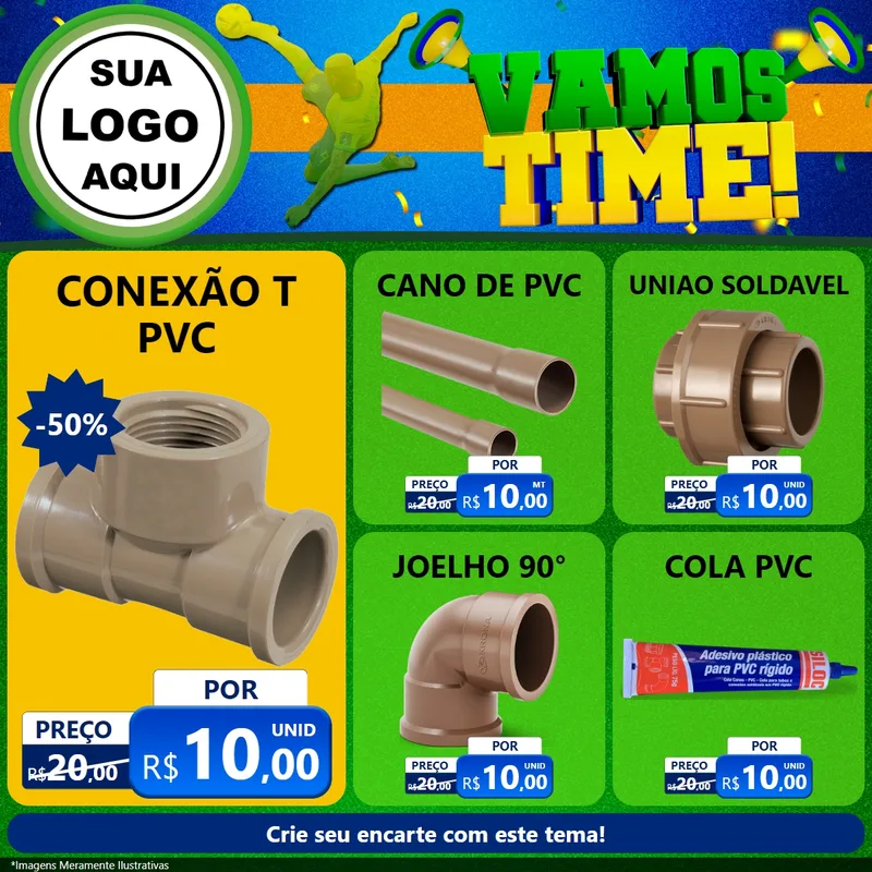 Modelo de Rede Social para Feed Facebook com o tema Vamos Time! para Tubos e conexões
