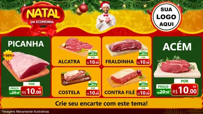 Modelo de TV para TV Horizontal com o tema Natal da Economia para Açougue