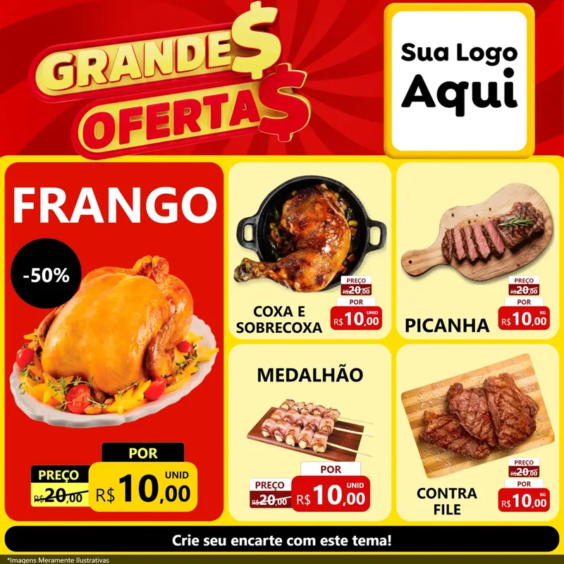 Modelo de Rede Social para Feed Facebook com o tema Grandes Ofertas para Assados