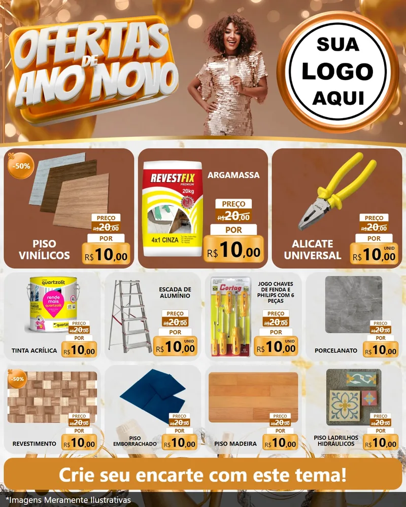 Modelo de Rede Social para Feed Instagram com o tema Ofertas de Ano Novo para Material para Construção