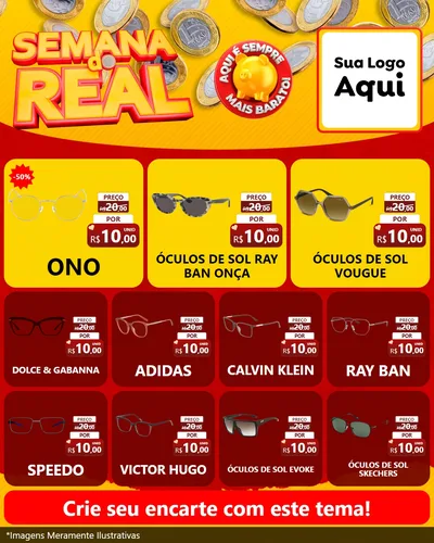 Modelo de Rede Social para Feed Instagram com o tema Semana do Real para Óticas