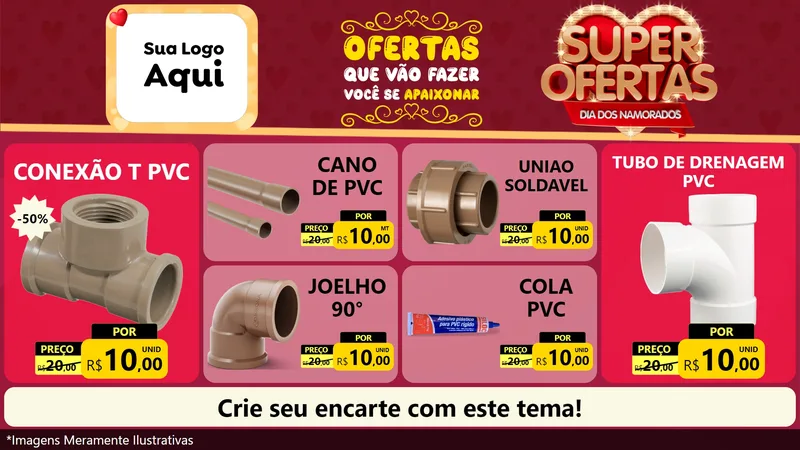 Modelo de TV para TV Horizontal com o tema Dia dos Namorados para Tubos e conexões