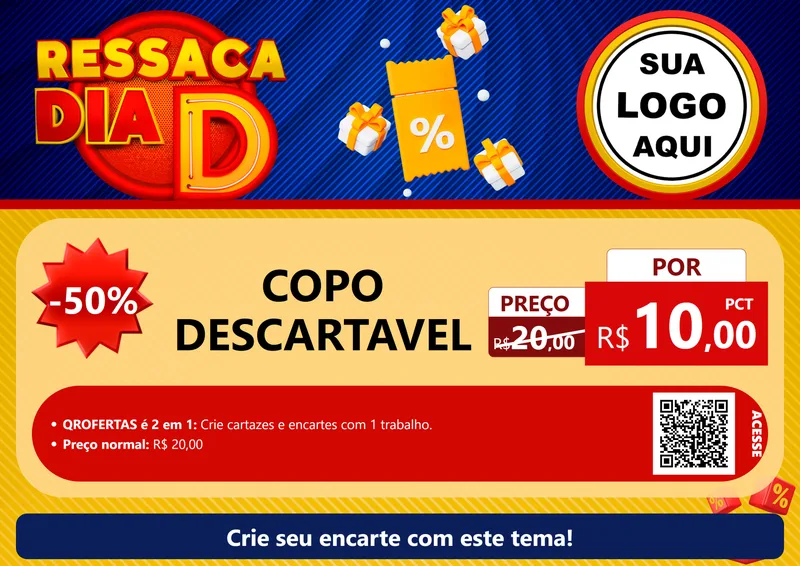 Modelo de Cartaz para Cartaz A4 Horizontal com o tema Ressaca Dia D para Embalagens