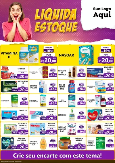 Modelo de Encarte para Encarte A4 Vertical com o tema Liquida estoque para Farmácia