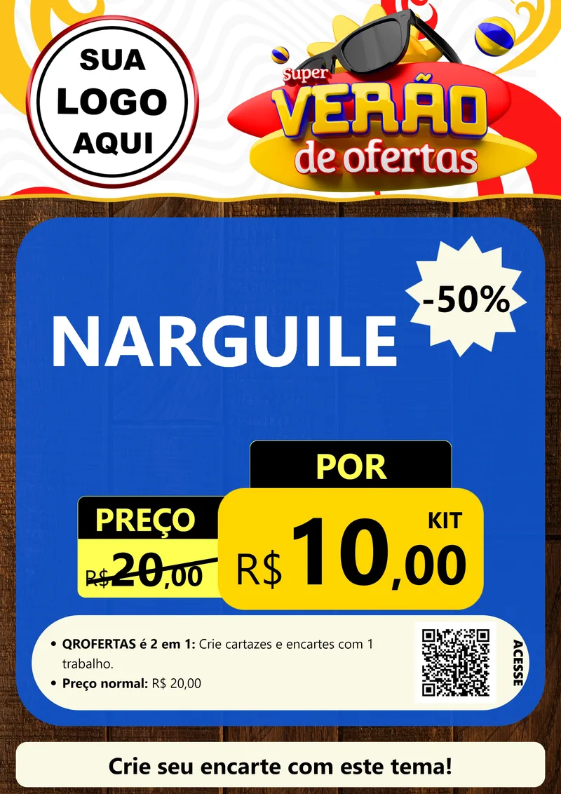 Modelo de Cartaz para Cartaz A4 Vertical com o tema Super Verão de Ofertas para Tabacaria