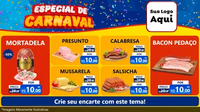 Modelo de TV para TV Horizontal com o tema Especial de Carnaval para Frios e Laticínios