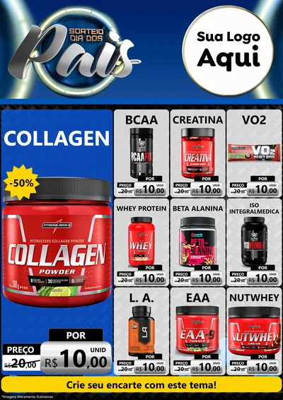 Modelo de Encarte para Encarte A4 Vertical com o tema Sorteio Dia Dos Pais para Suplementos alimentares