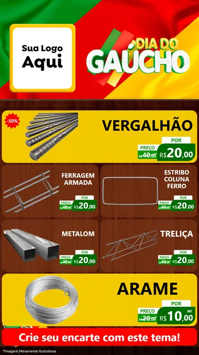 Modelo de TV para TV Vertical com o tema Dia do Gaúcho para Ferragens