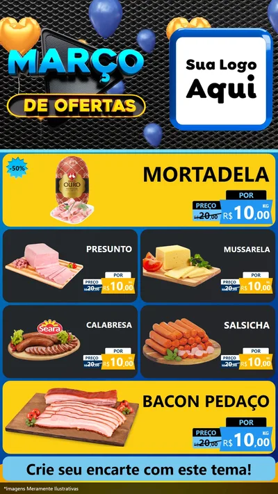 Modelo de TV para TV Vertical com o tema Março de Ofertas para Frios e Laticínios