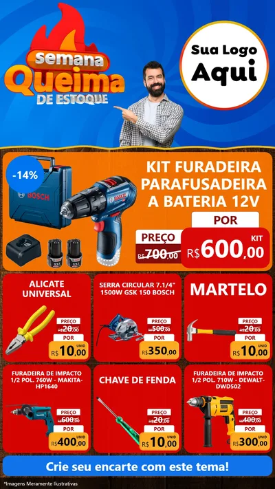 Modelo de Rede Social para Stories com o tema Semana Queima de Estoque para Maquinas e Ferramentas