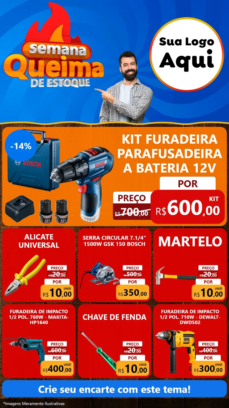 Modelo de Rede Social para Stories com o tema Semana Queima de Estoque para Maquinas e Ferramentas